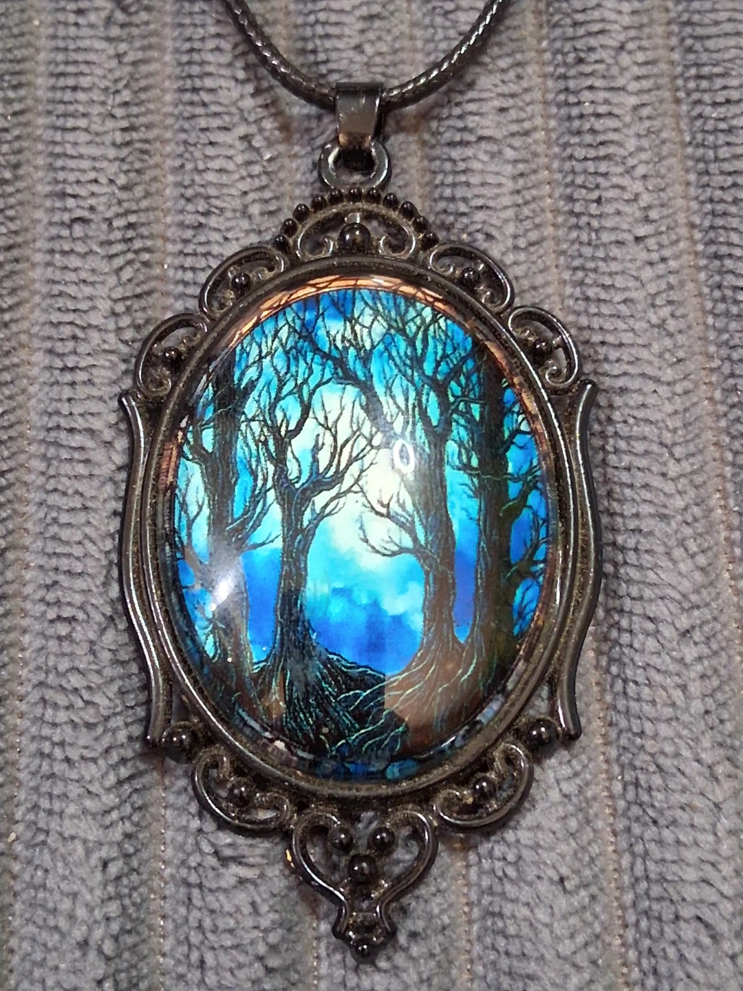 Goth Forest Scene Pendant Necklace - photo 2