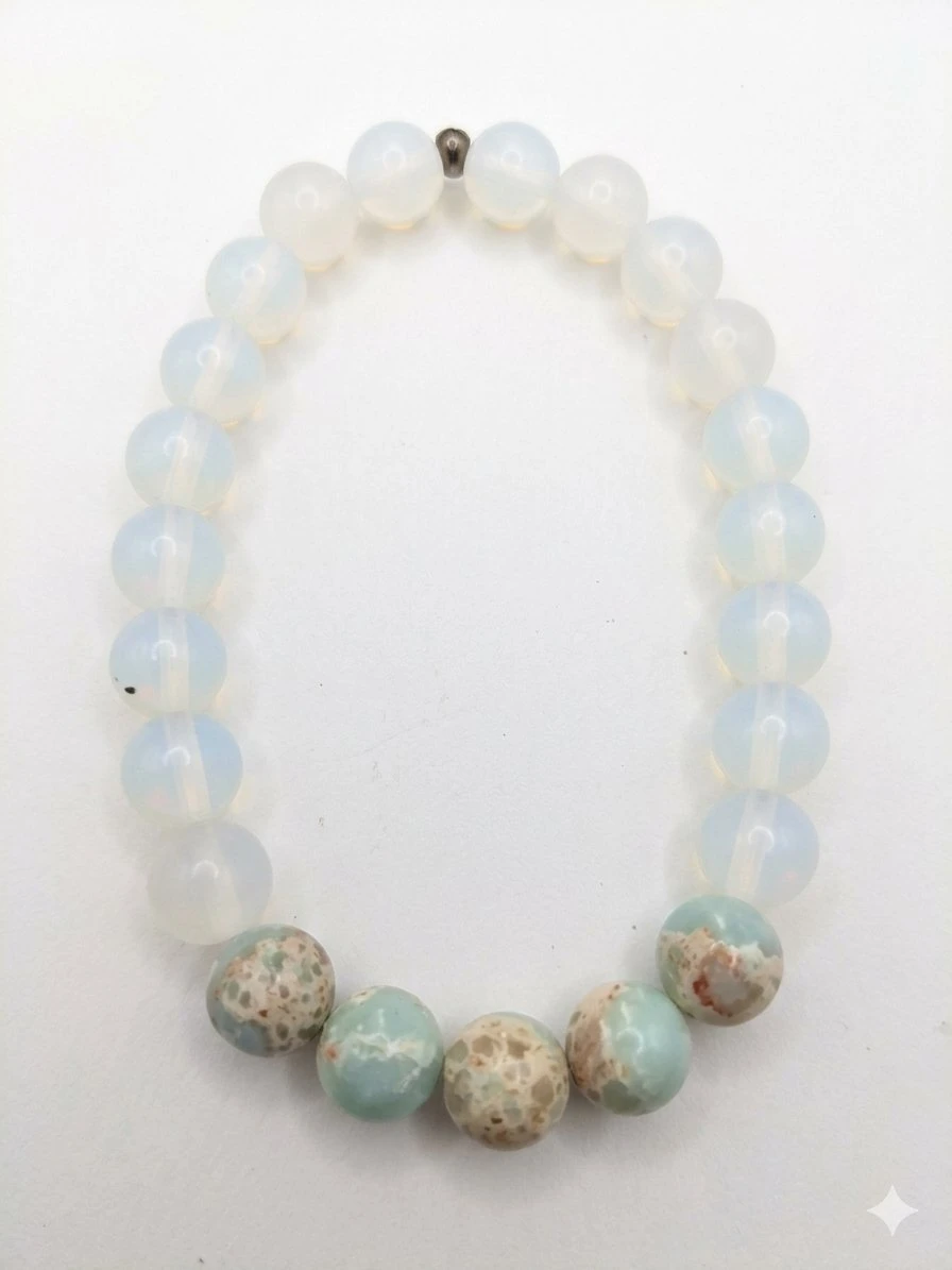 Rare Dual-Composition Crystal Bead Stretch Bracelet