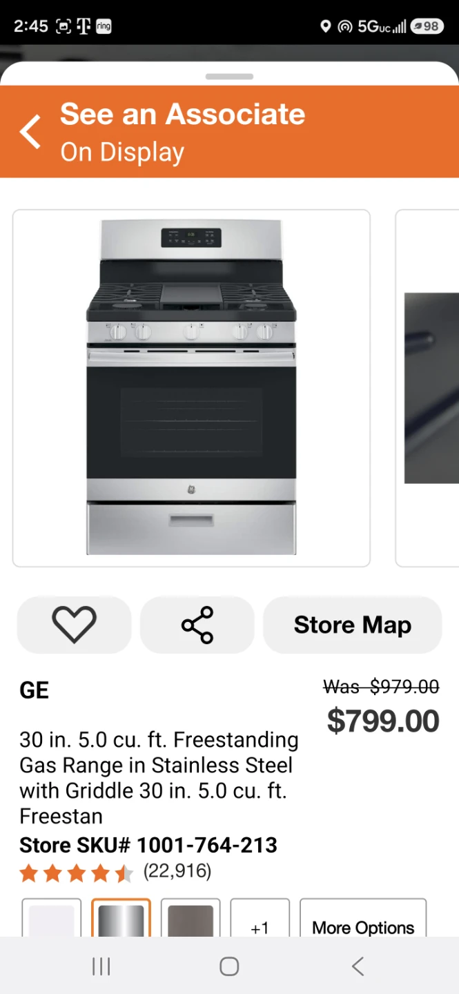 New GE 30 inch Freestanding Gas Range Stainless Steel