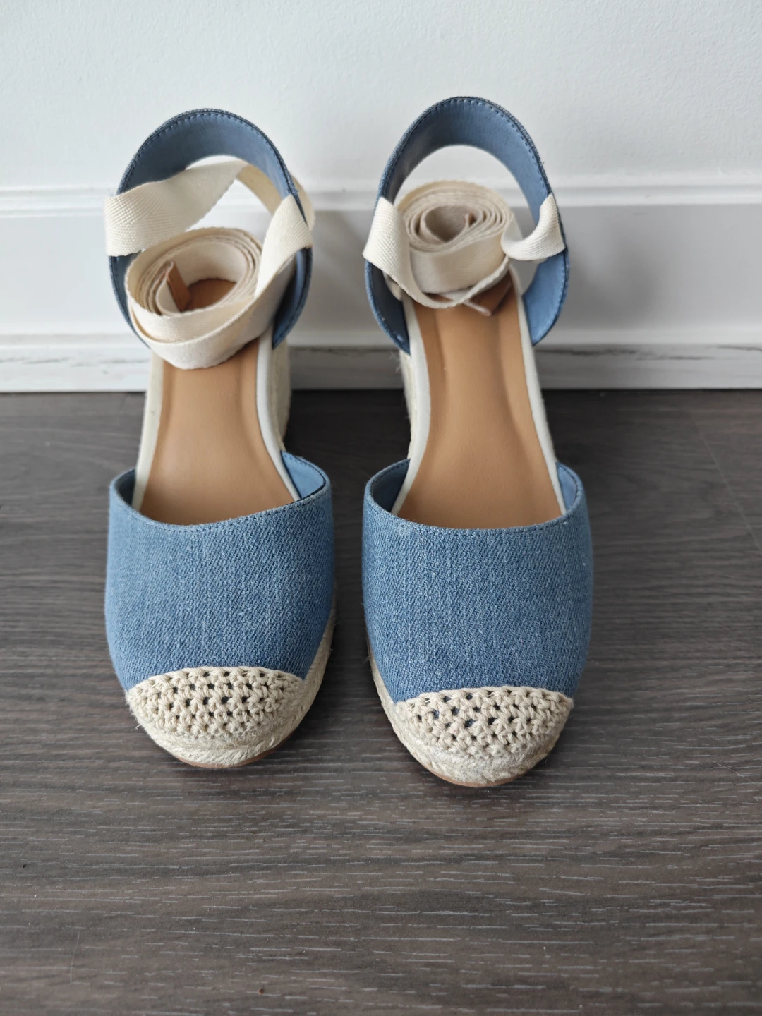 Blue Denim Espadrille Wedges - photo 3