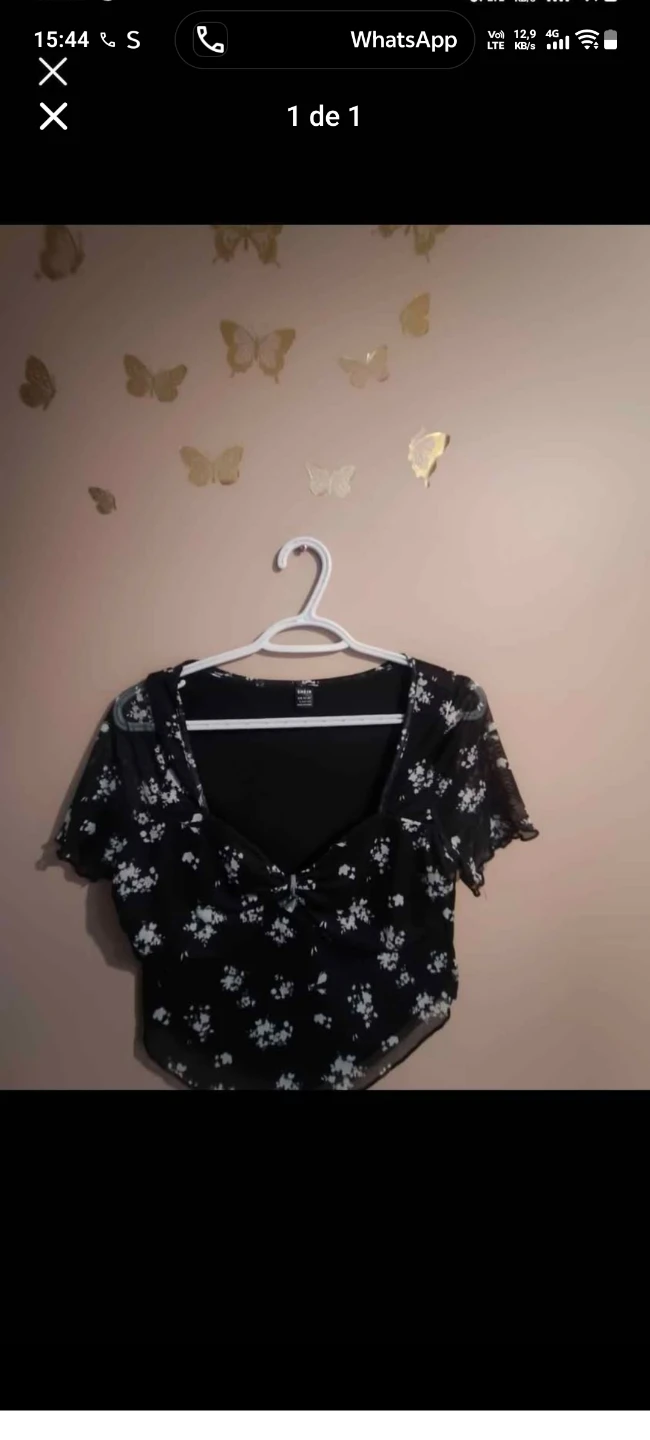 Black Floral Crop Top