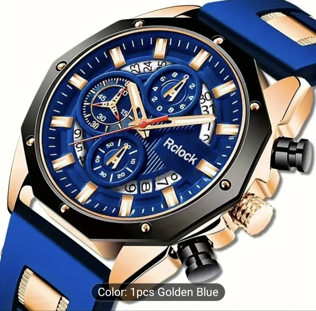 Rclock Golden Blue Wristwatch 🏈 - photo 3