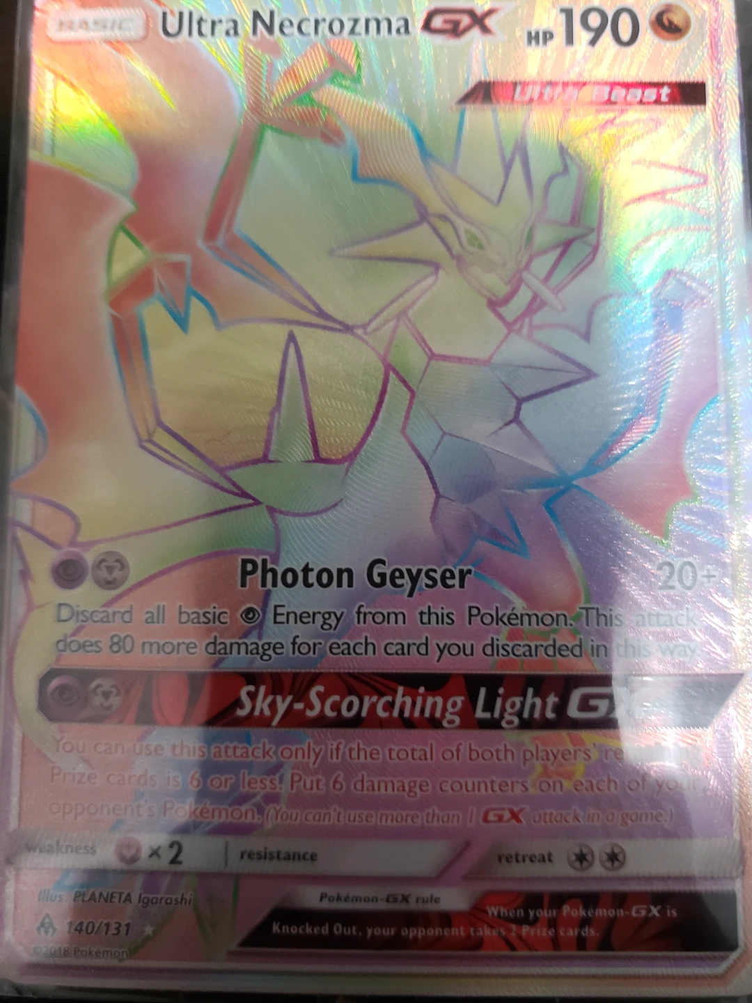 Ultra Necrozma GX Rainbow Rare Pokemon Card