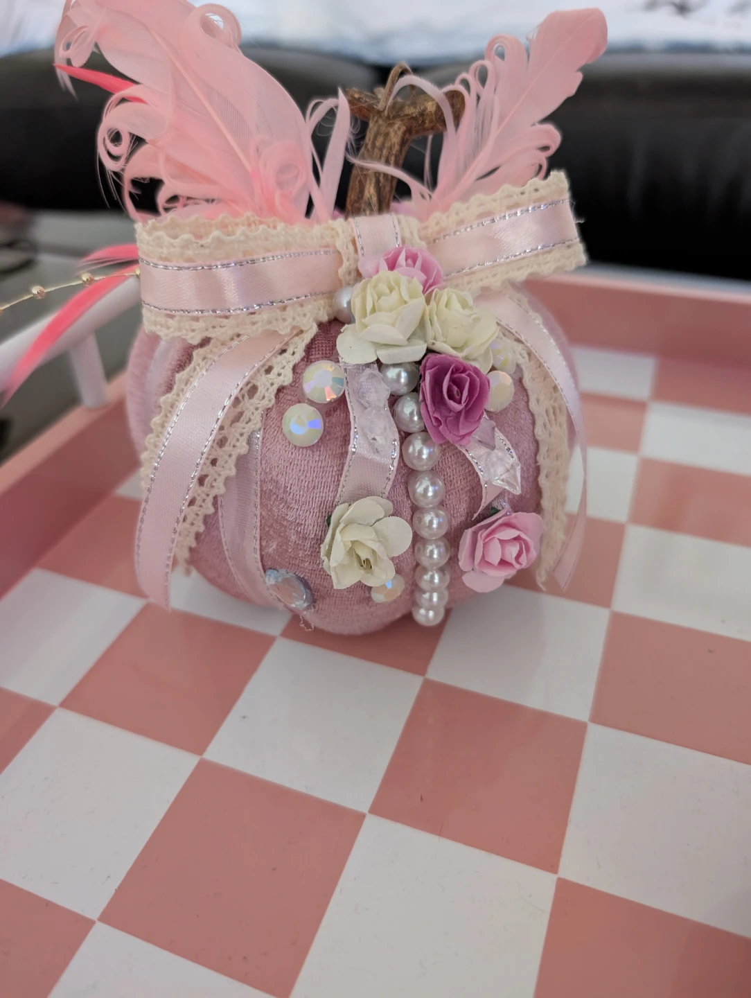 Decorative Pink Velvet shabby chic Pumpkin🏈