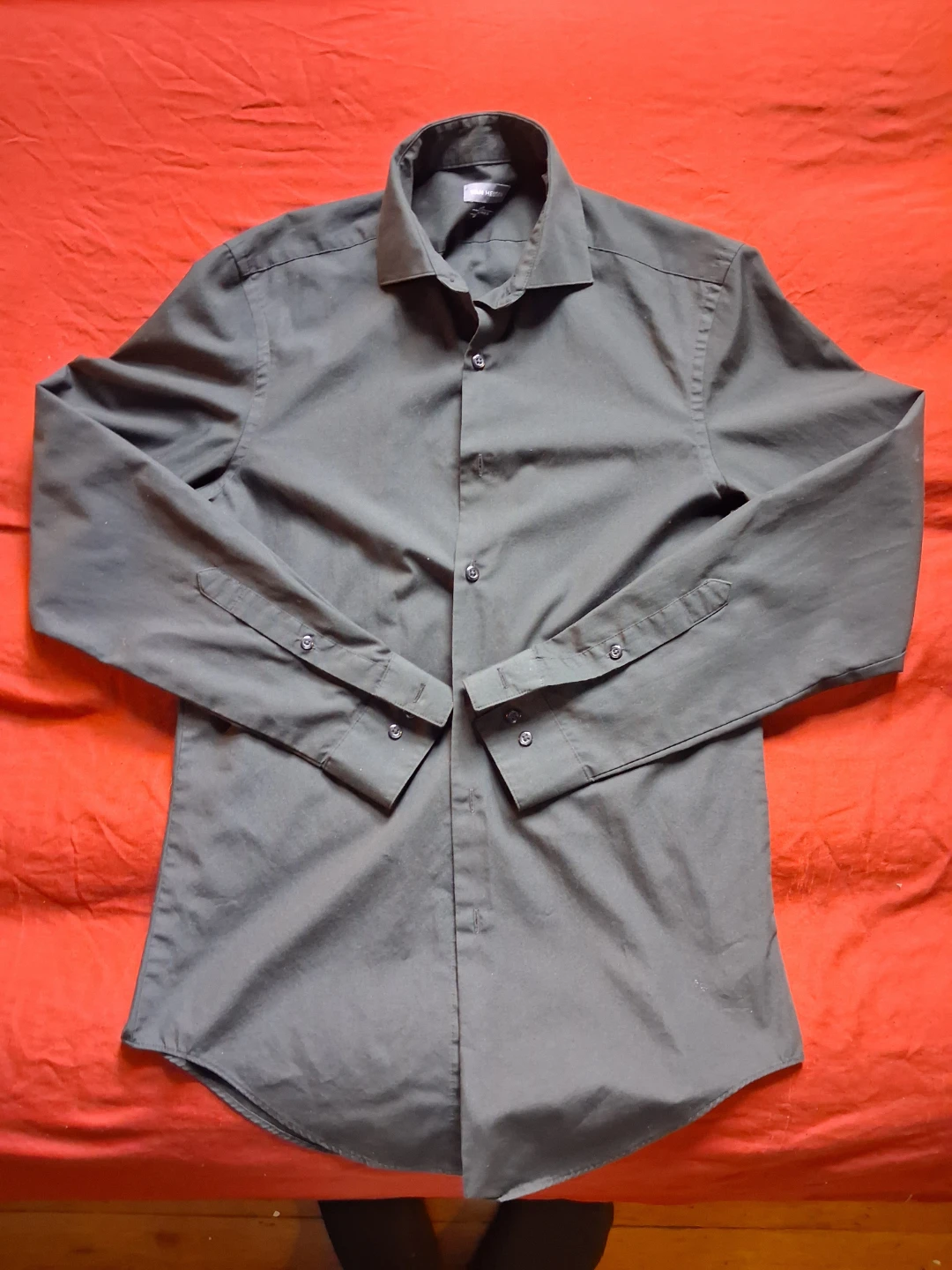 Van Heusen Black Long Sleeve Button Down Shirt