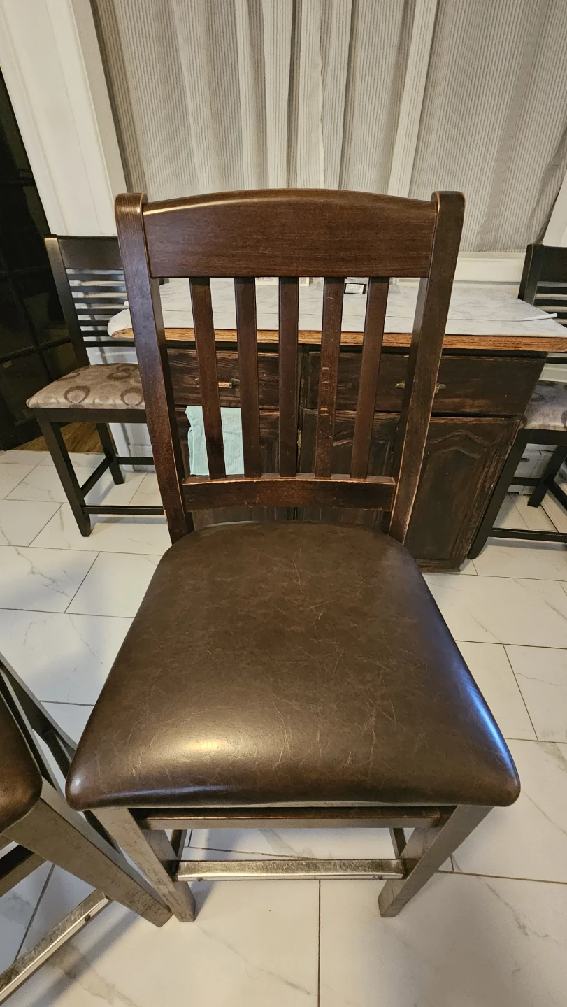 4 Wooden Leather Bar Stool Set - photo 3
