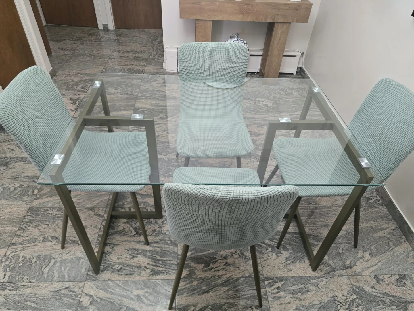 Glass Dining Table with 4 Chairs - photo 2