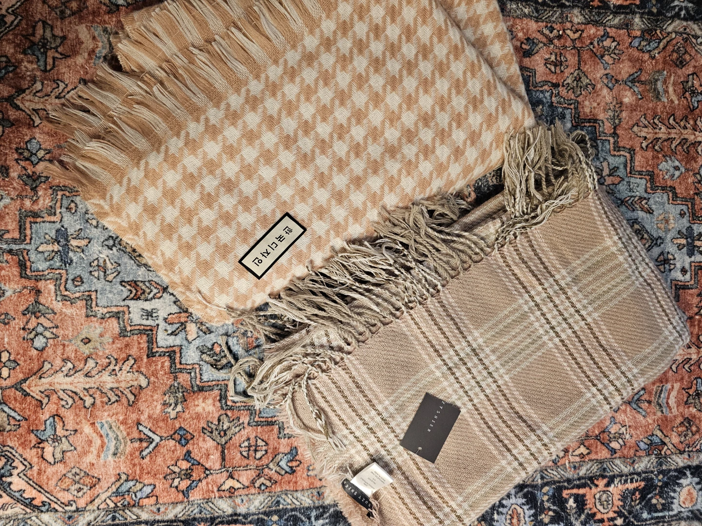 Plaid and Houndstooth Scarf Set