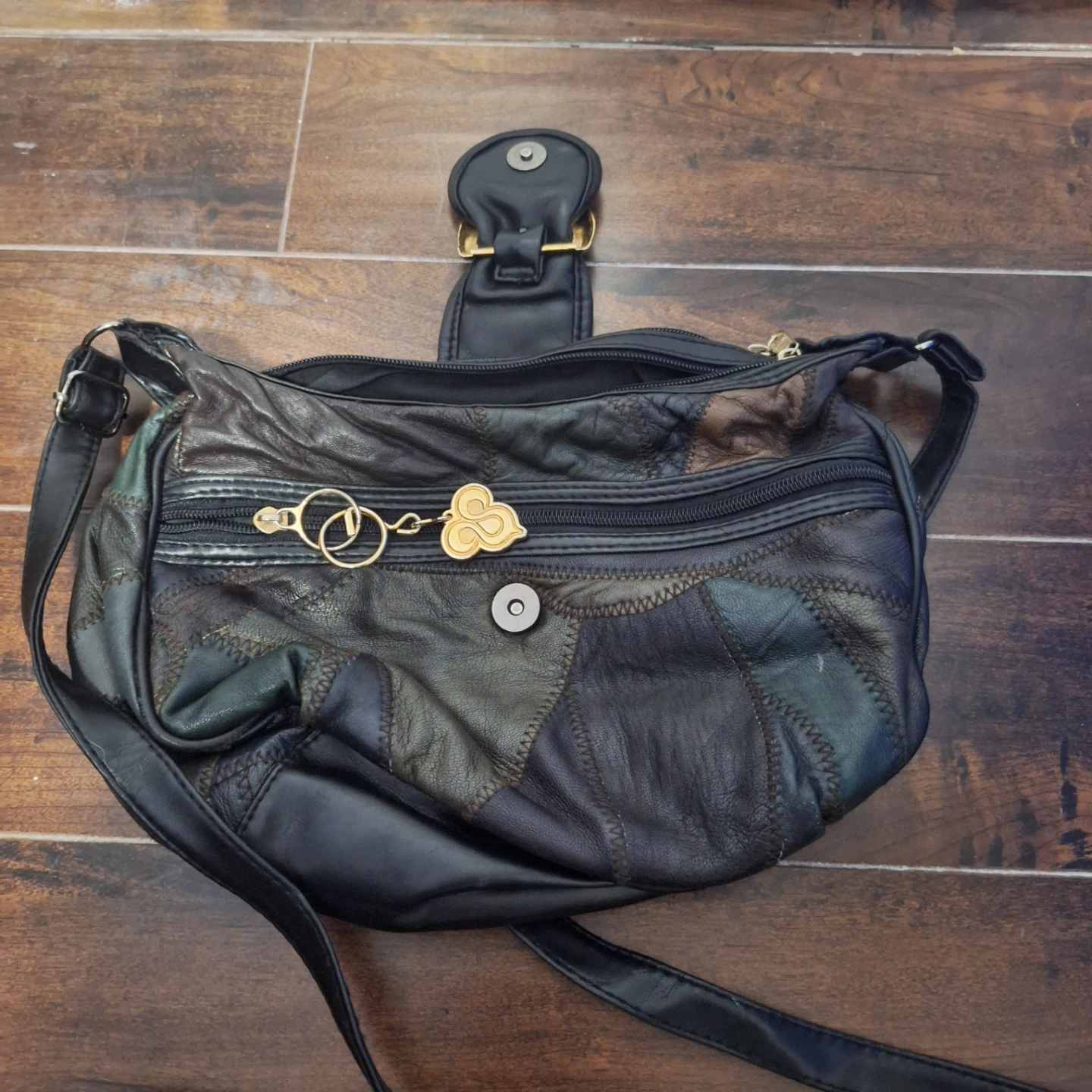 Black Leather Patchwork Shoulder Bag - photo 5
