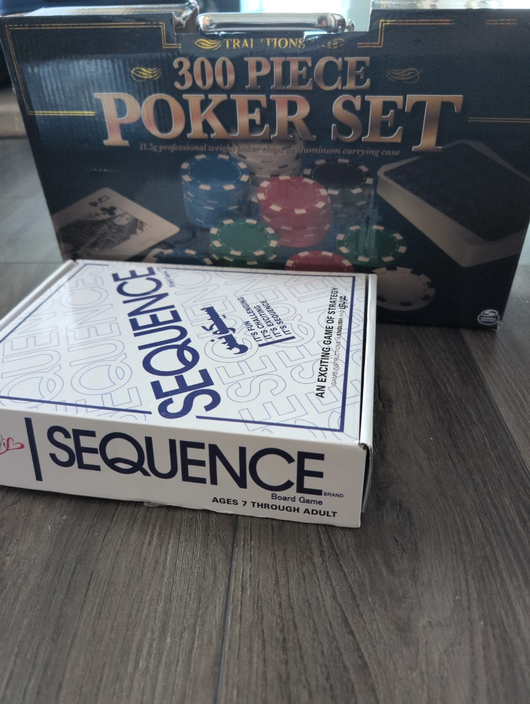 Traditions 300 Piece Poker Set and Sequence Board Game Bundle