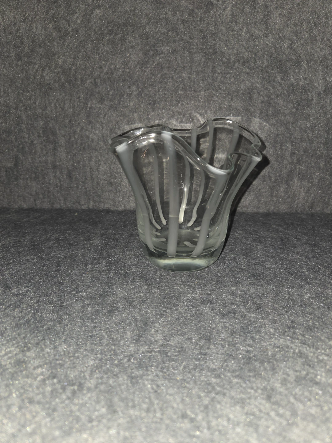 Clear Glass Vase with White Striped Design