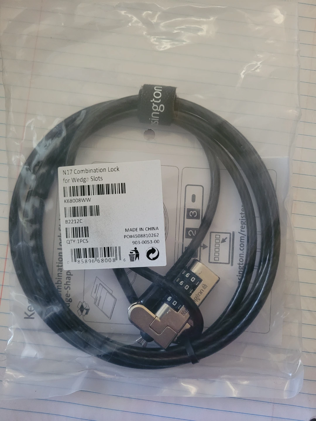 Kensington N17 Combination Lock for Wedge Slots