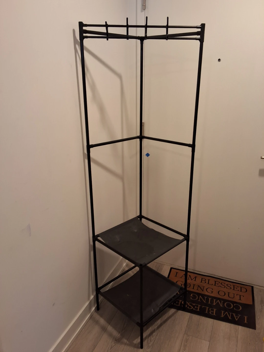 Black Corner Coat Rack and Storage Shelf - photo 3