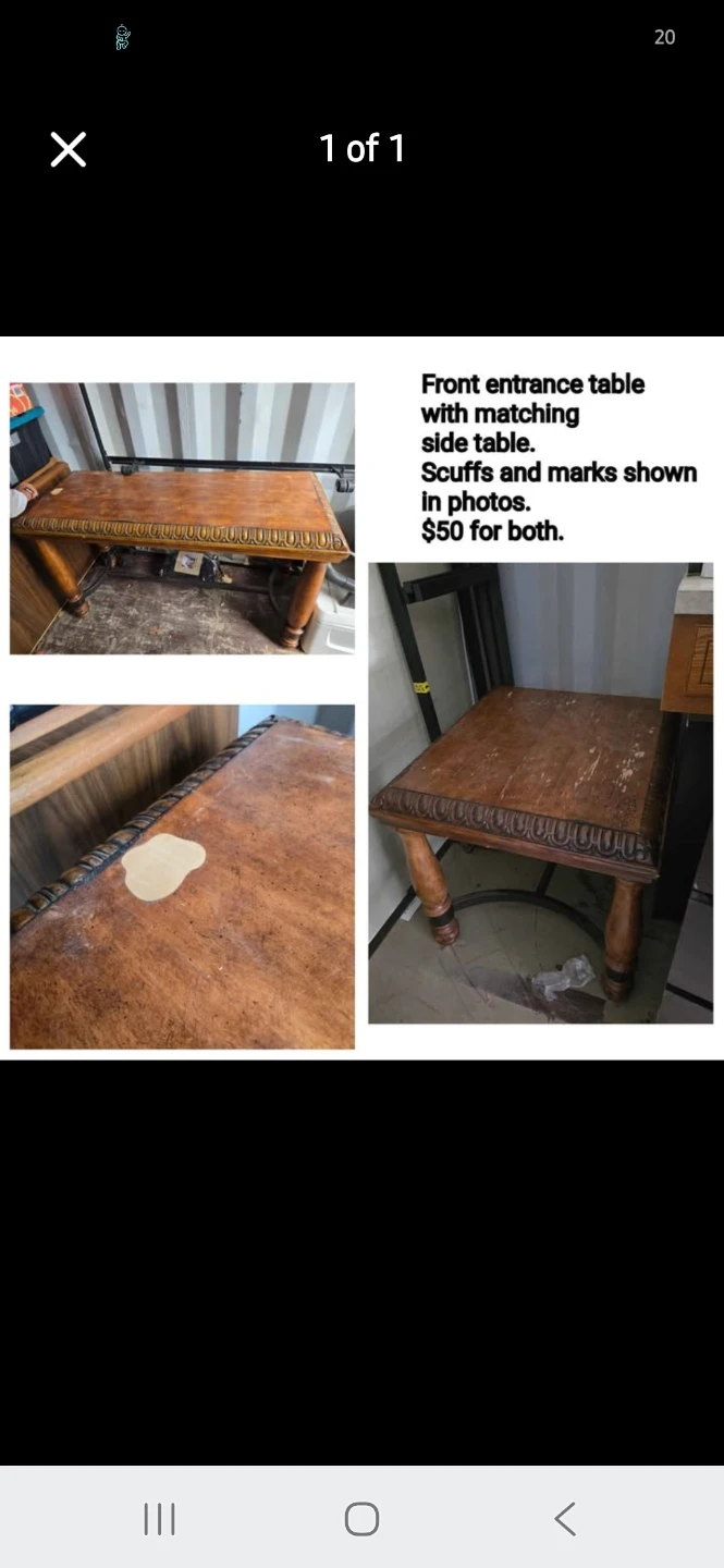Entrance table and matching side table