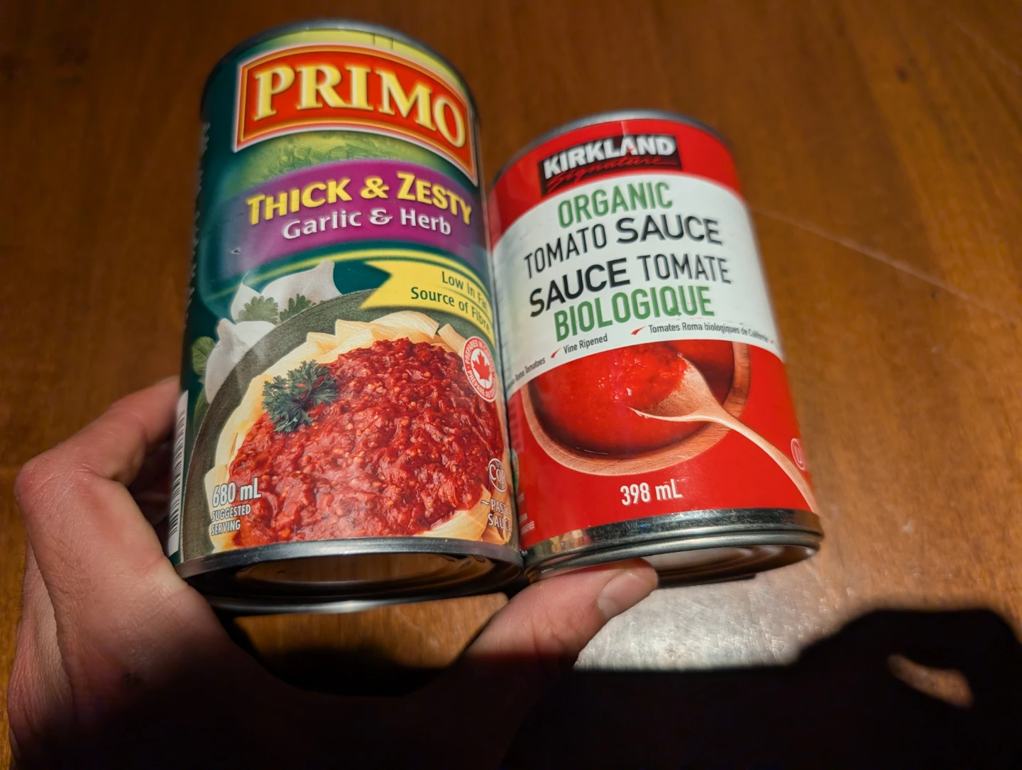 Primo Pasta Sauce and Kirkland Organic Tomato Sauce