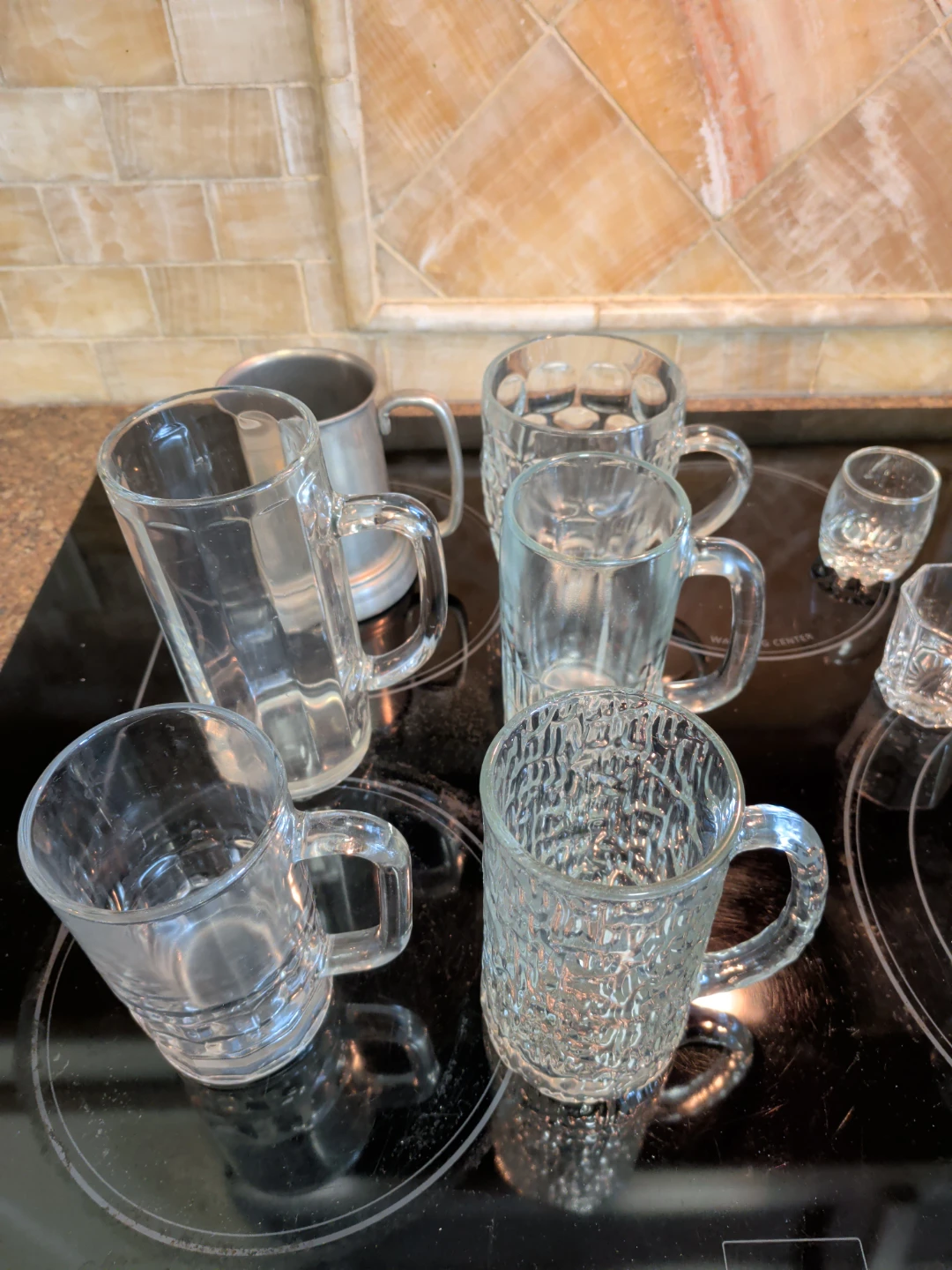Assorted Glass Mugs and Shot Glasses