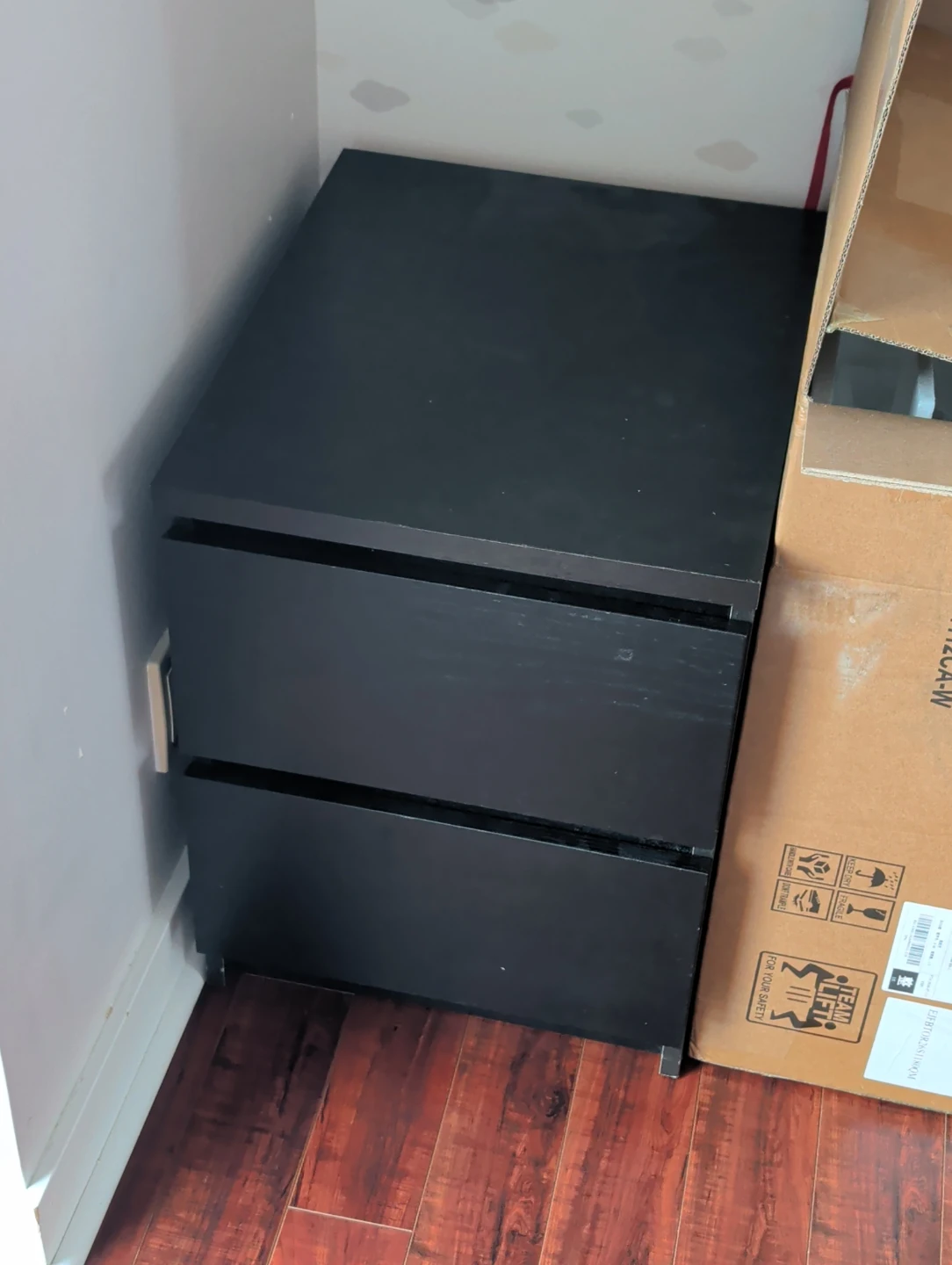 Single Black Ikea Malm night side table
