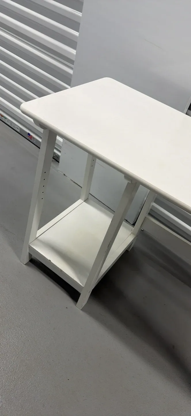 White Minimalist Desk with Side Shelf - photo 3