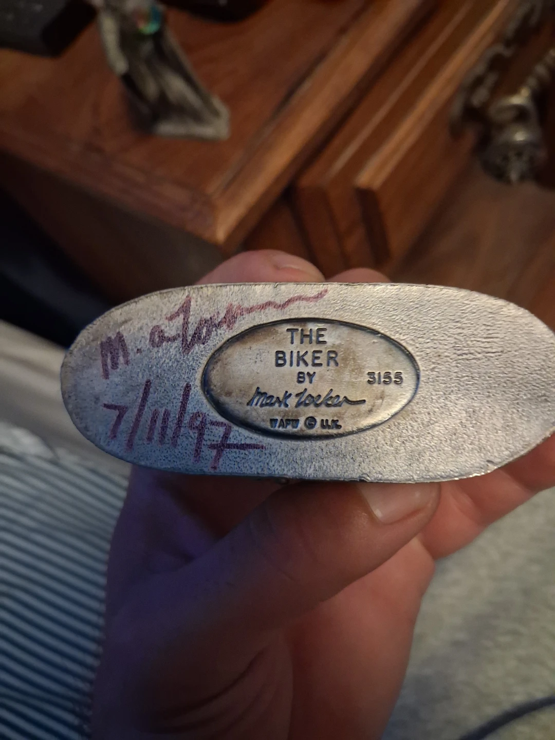 Signed Mark Locker The Biker Pewter Figurine - photo 3