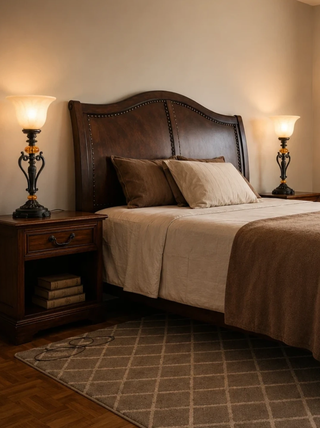 Ornate Table Lamps - Pair of frosted glass table lamps.