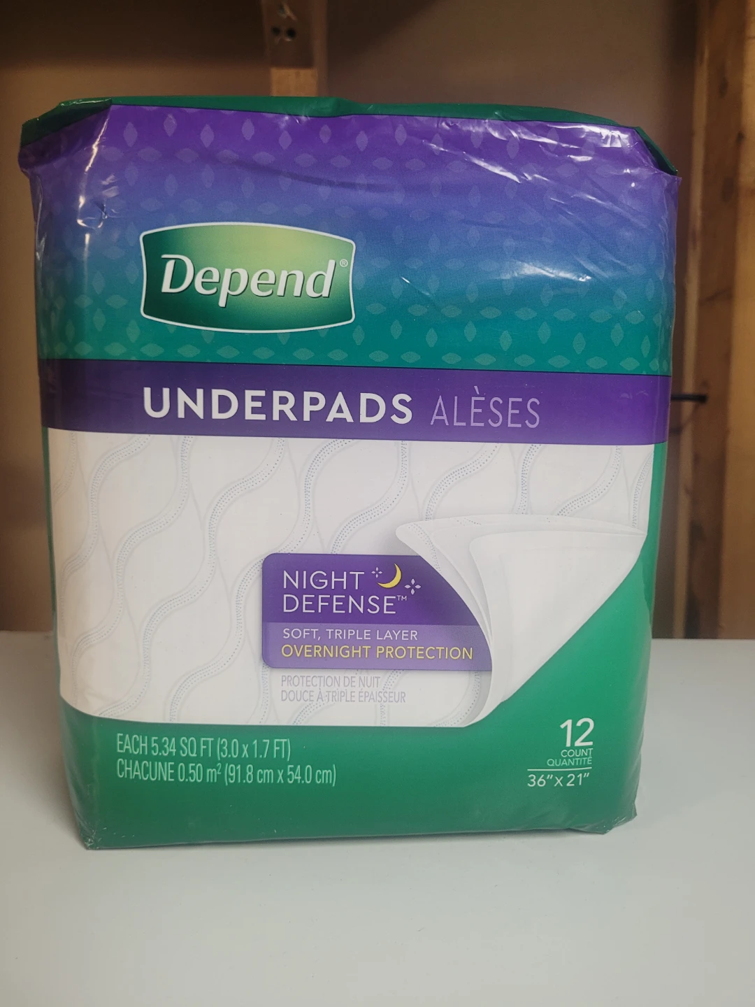 Depend Night Defense Underpads, 4 bags of 12 pads