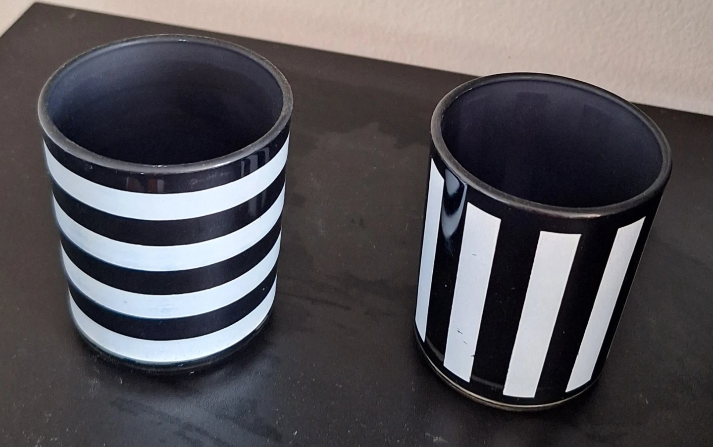 Black and White Striped Candle Holders