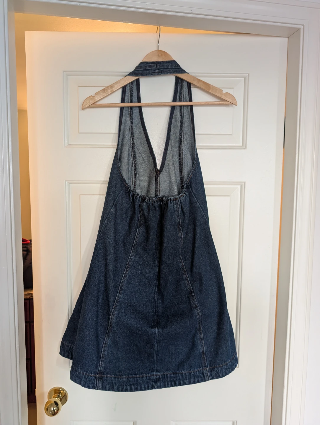Dark wash denim halter dress - photo 2