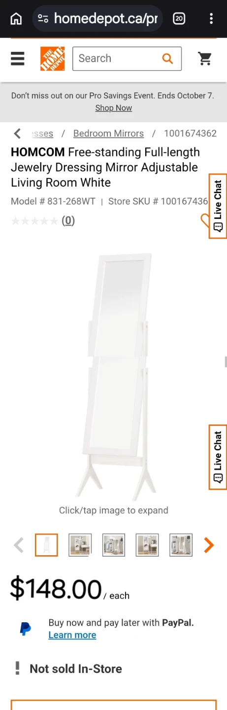 HOMCOM Free-standing Adjustable Jewelry Dressing Mirror