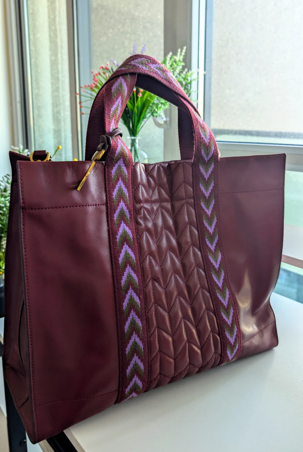 Fossil Leather Carmin Tote Bag in Bordeaux - photo 2