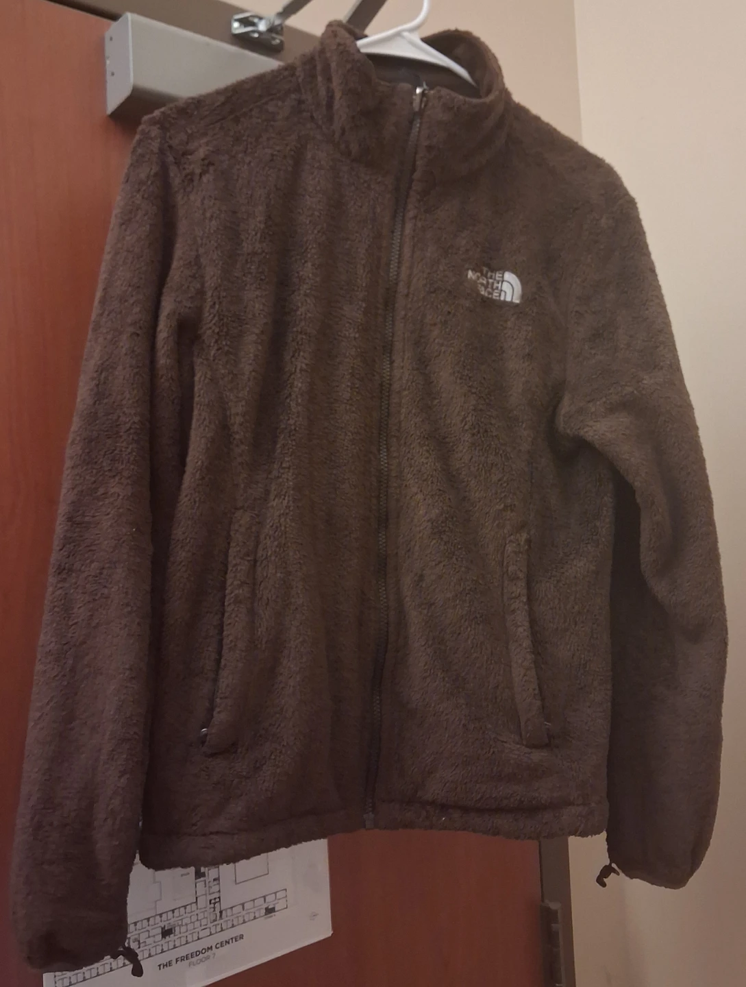The North Face brown fuzzy fleece jacket