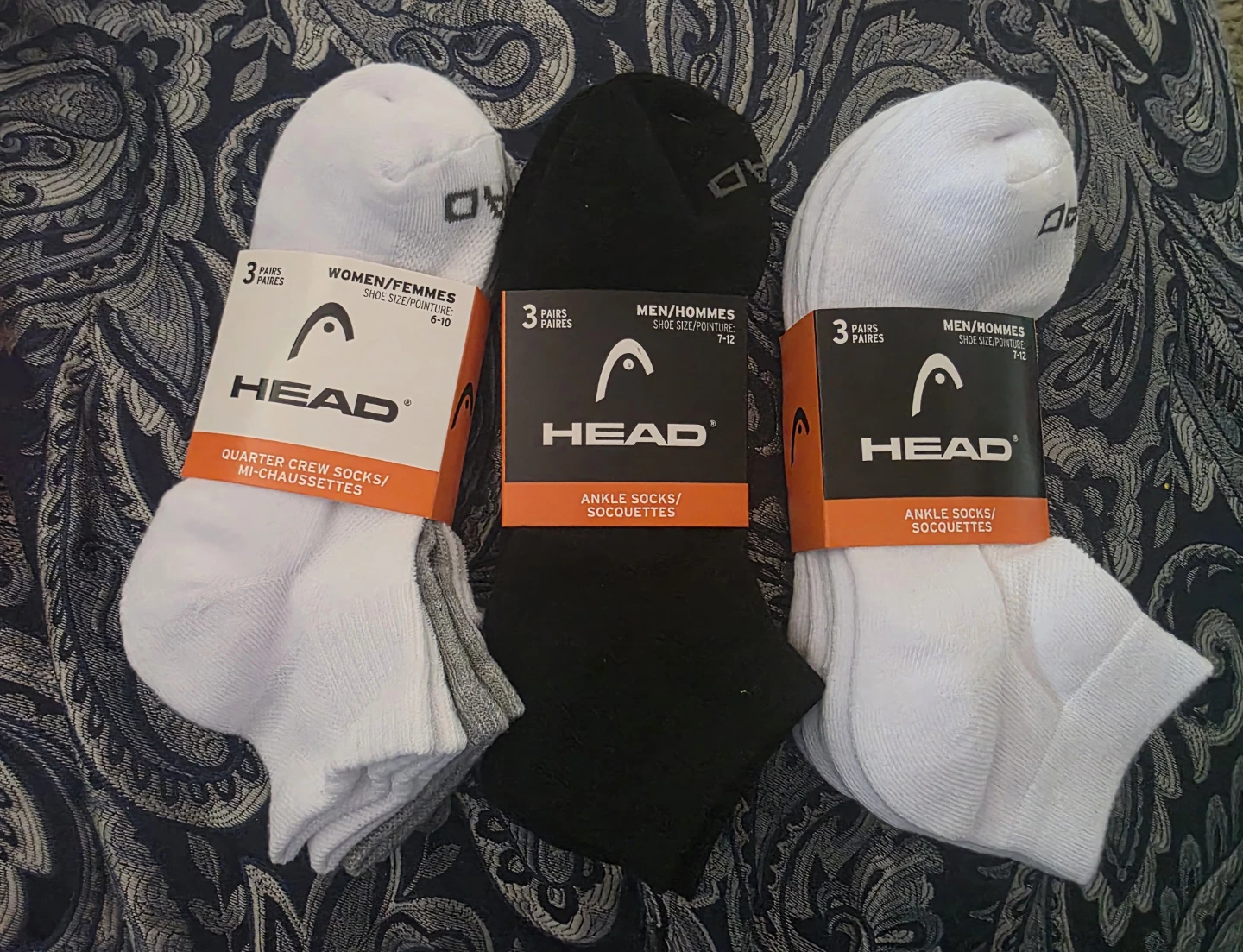 Head Socks - 3 Pairs (Men's Shoe Size 7-12)