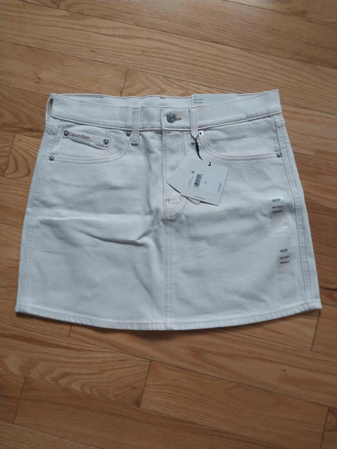 Calvin Klein Cream Denim Mini Skirt Size 29