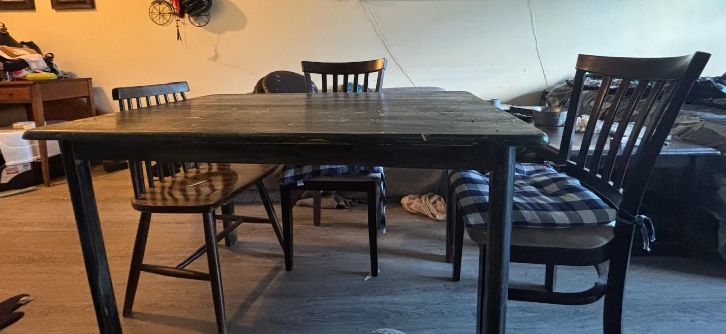 Rustic Dark Wood Dining Table - photo 2