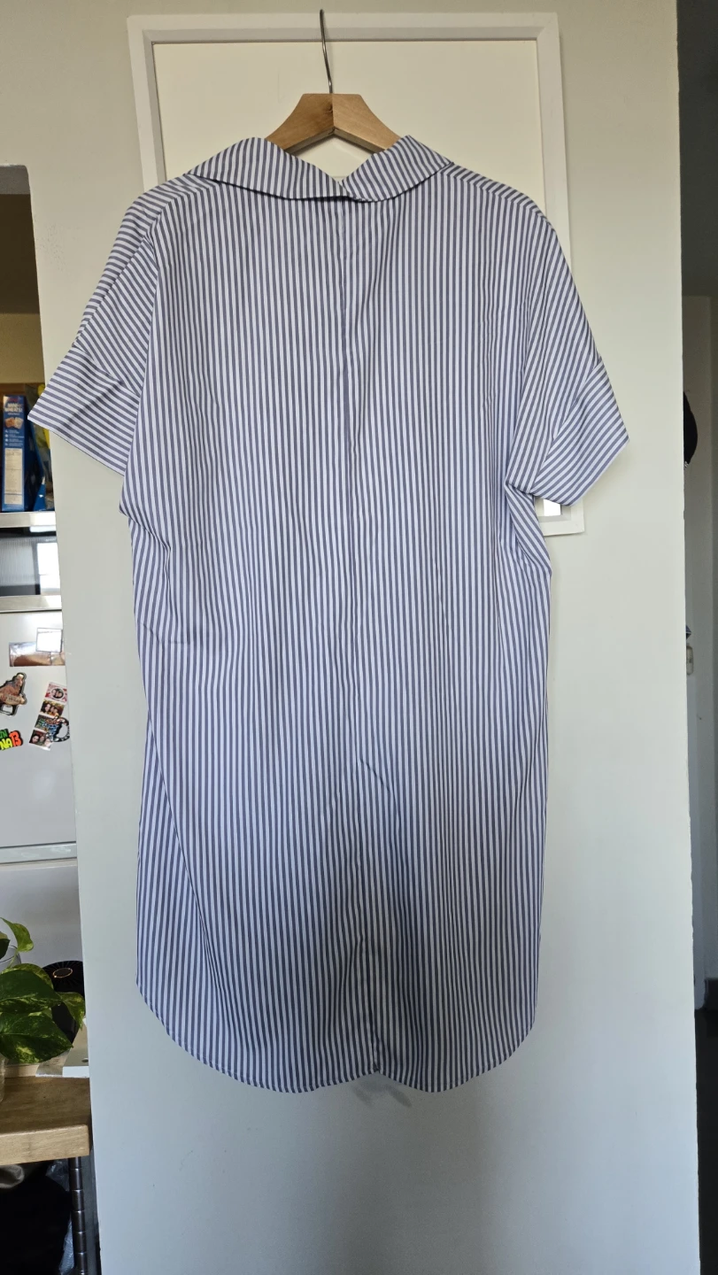 Striped Button-Down Shirt with Front Twist - photo 2