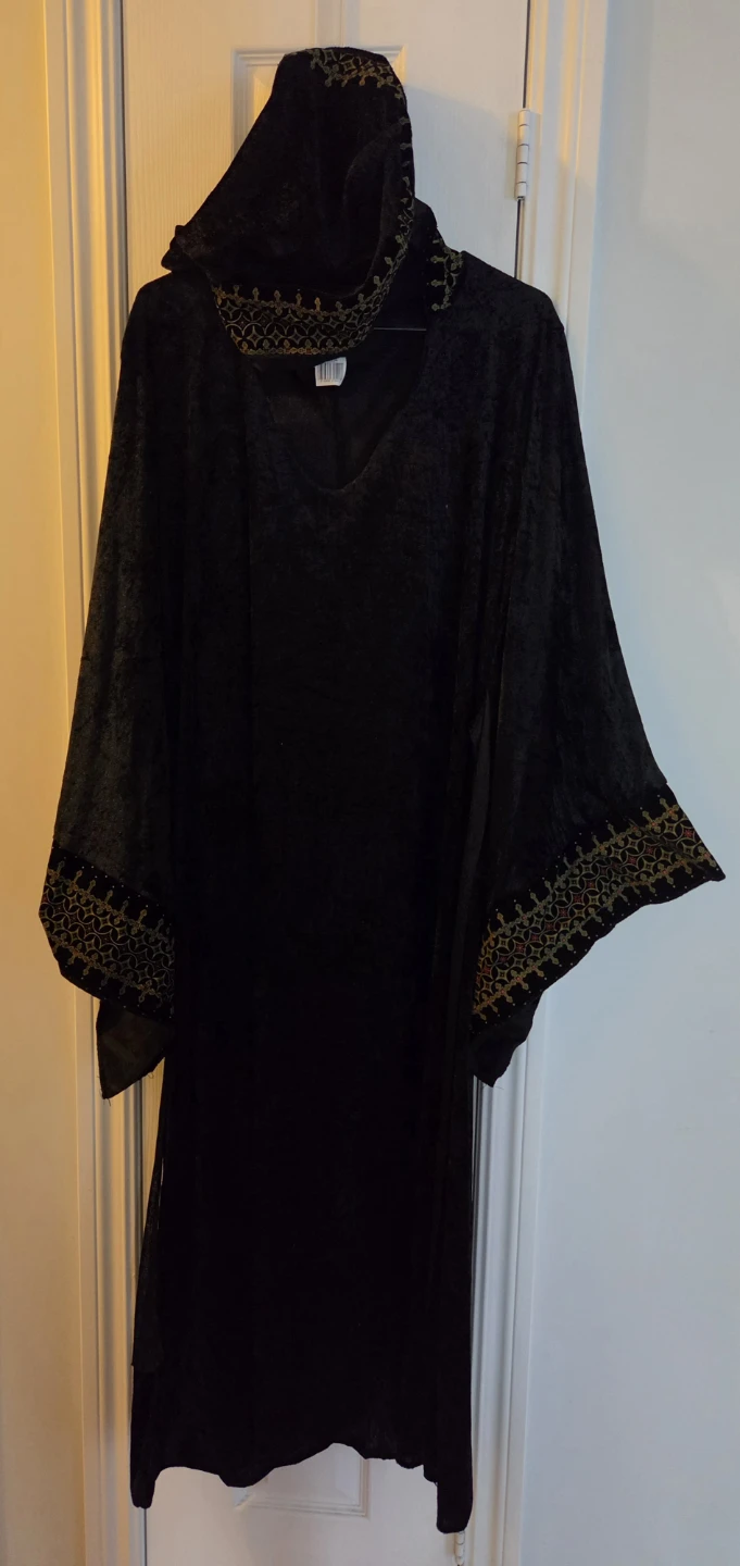 Black Velvet Hooded Sorcerer's Cloak