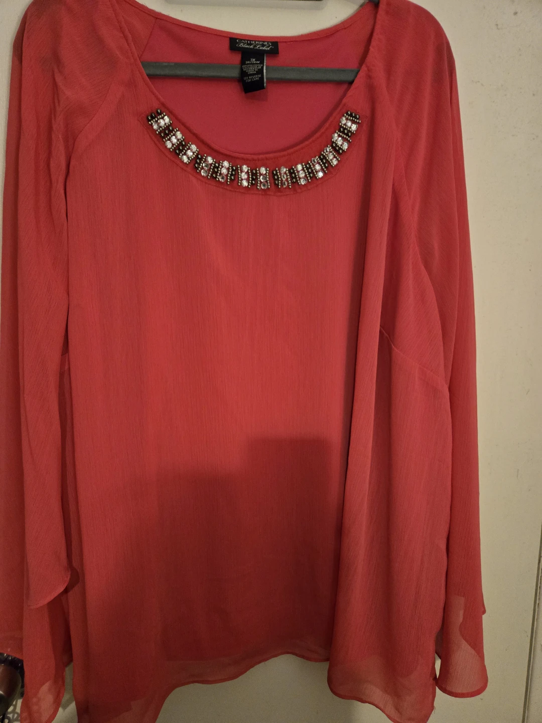 Catherines Black Label Red Blouse 3X