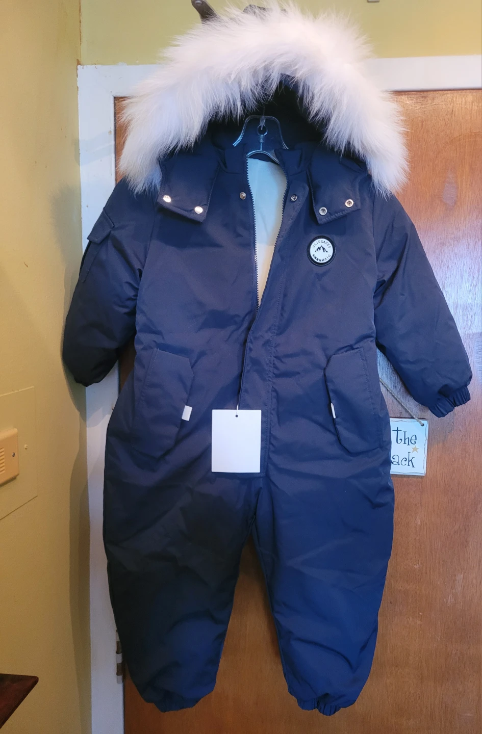 NEW Navy Blue Faux Fur-trim Hooded Snowsuit Size 4T