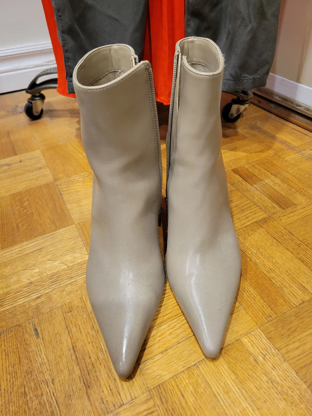 Mango Beige Pointed Toe Ankle Boots size 8