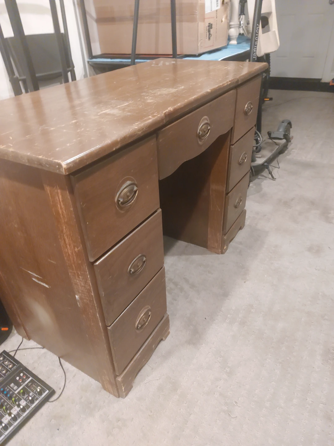 Vintage Wooden Desk with Drawers - photo 3