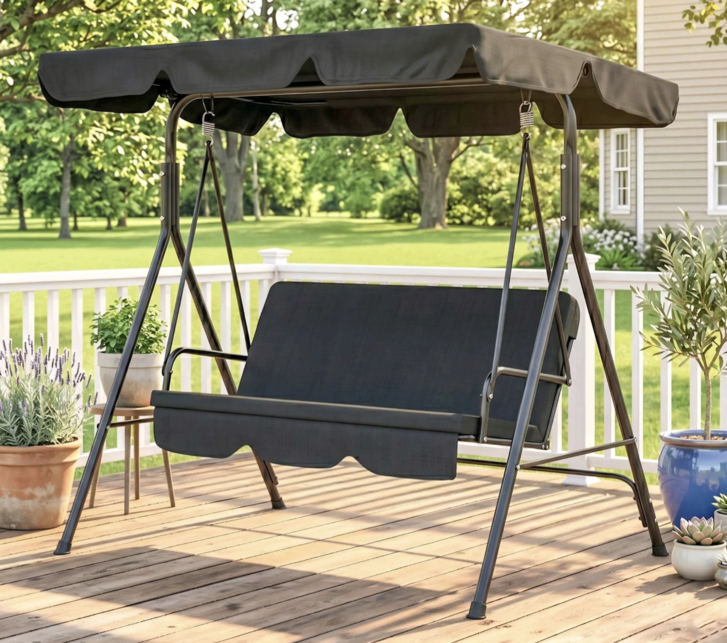3-Seater Outdoor Swing – Black – Open box