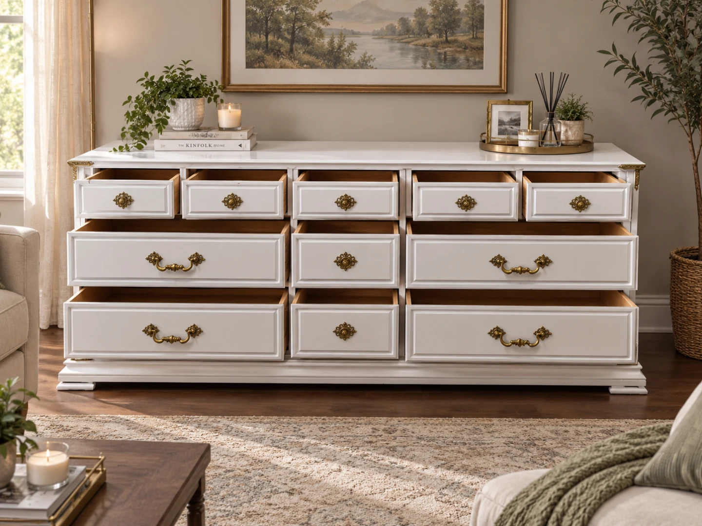 Elegant White Dresser with Nine Drawers - photo 2