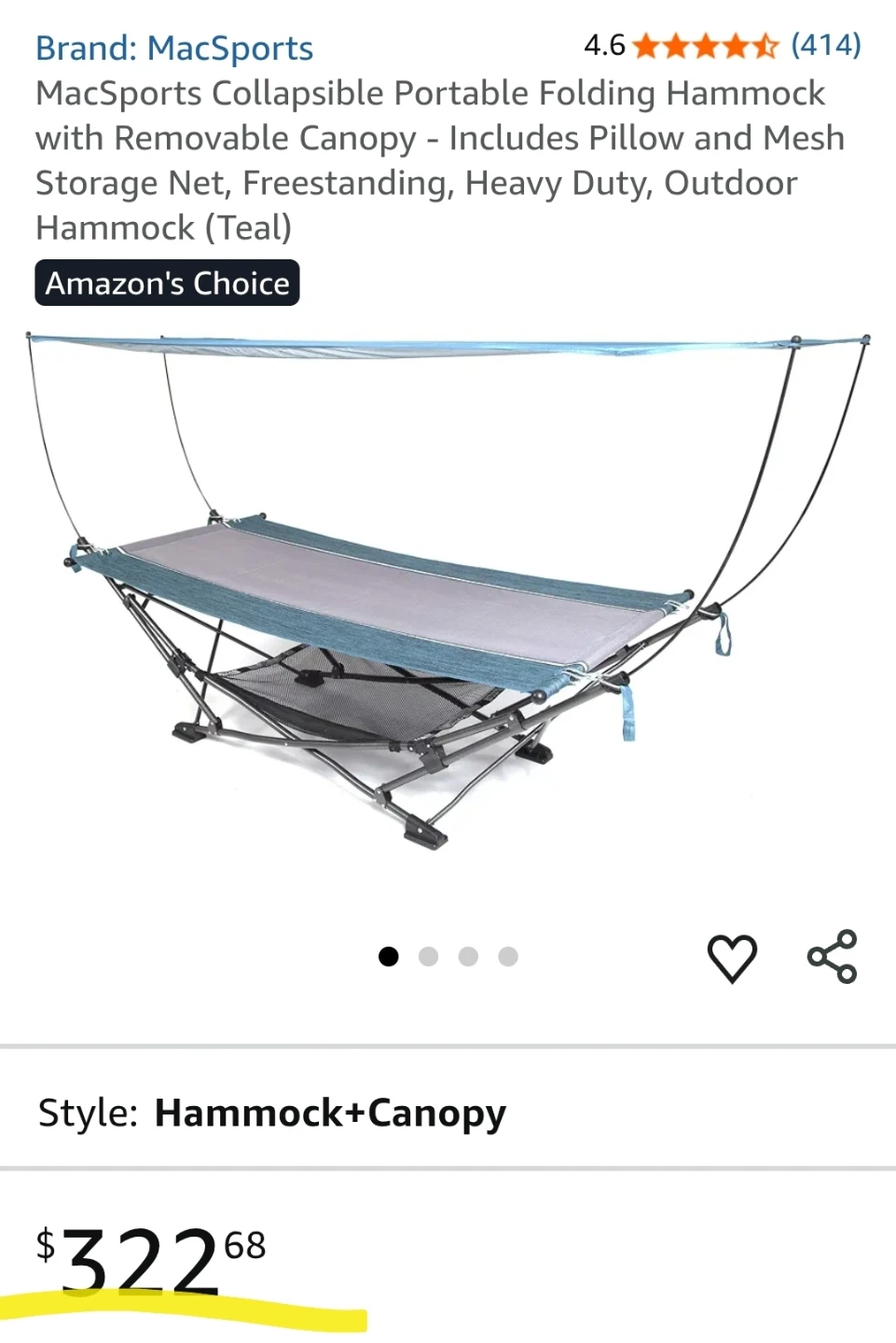 MacSports Collapsible Portable Folding Hammock with Canopy - photo 3