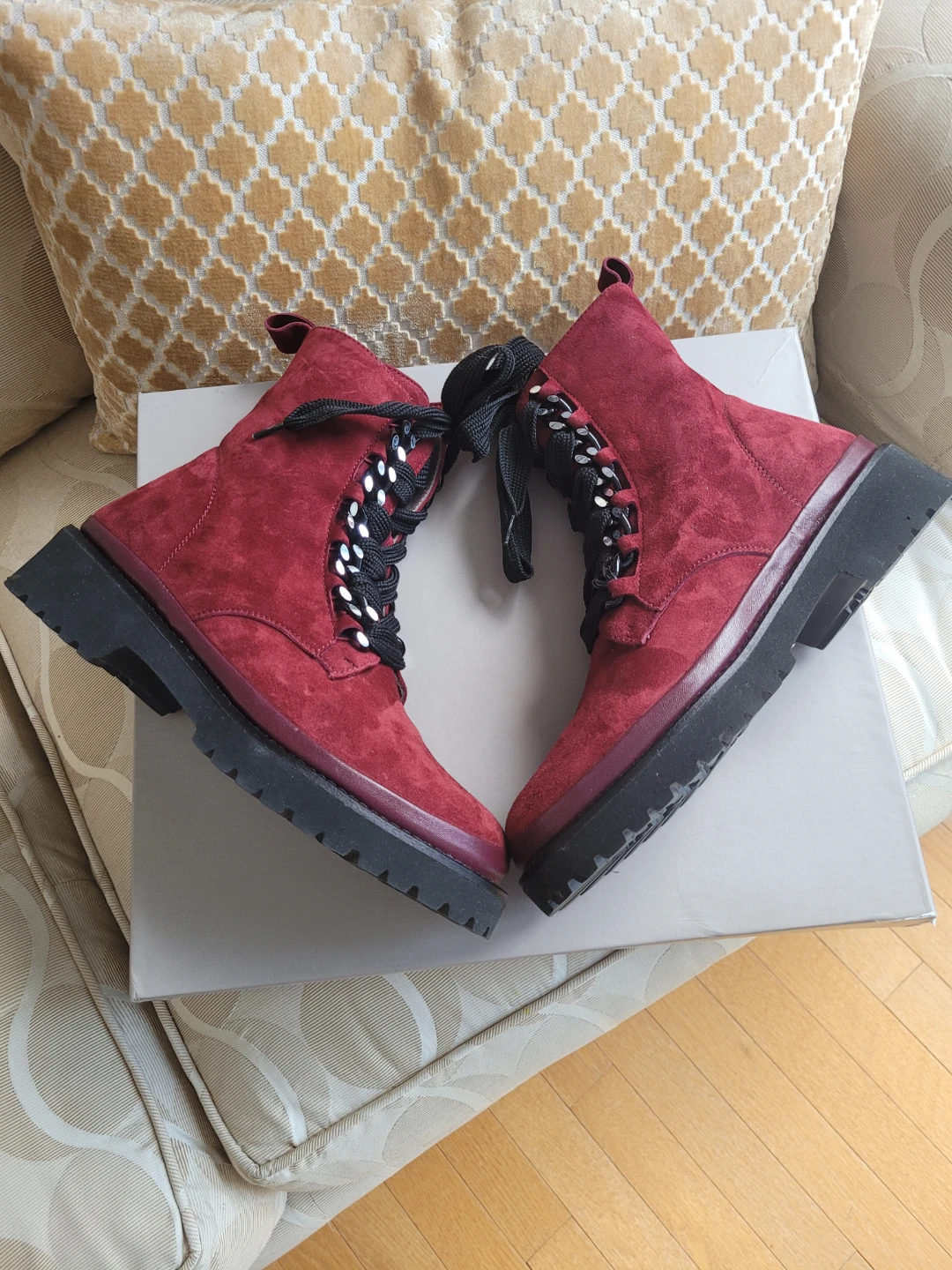 New w Tags Ron White Burgundy suede lace-up boots - photo 3