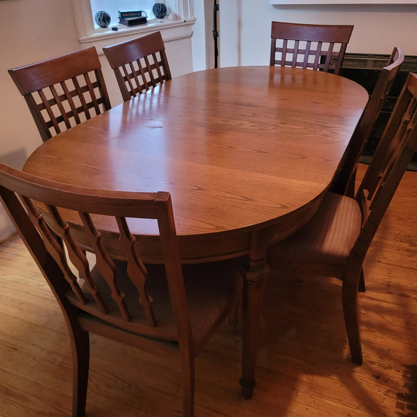 Wooden dining table with 7 chairs