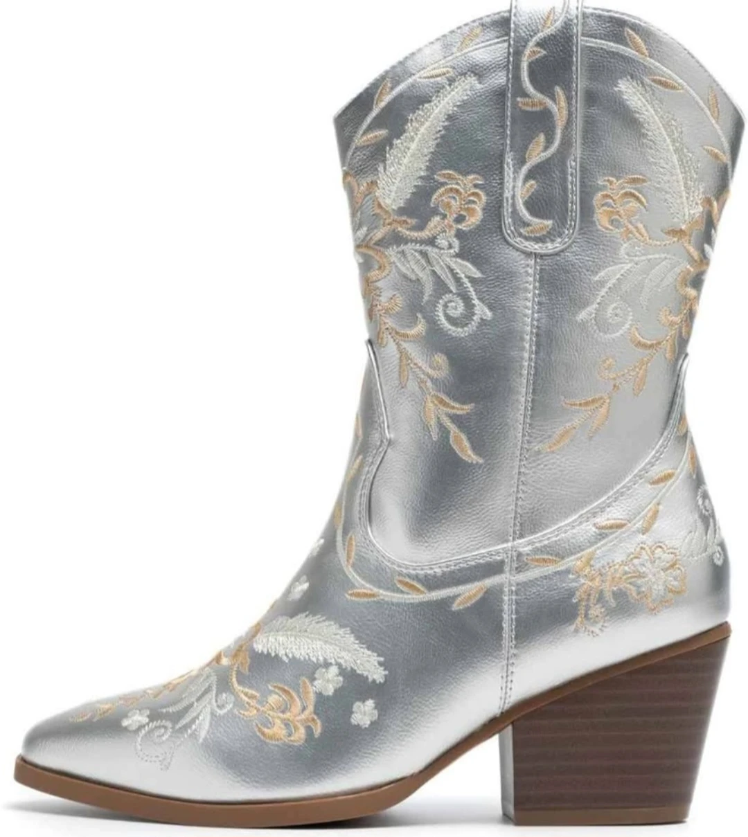 Anjoufemme Silver Embroidered Cowboy Boots - photo 3