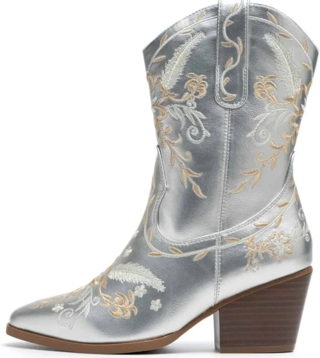 Anjoufemme Silver Embroidered Cowboy Boots - photo 3
