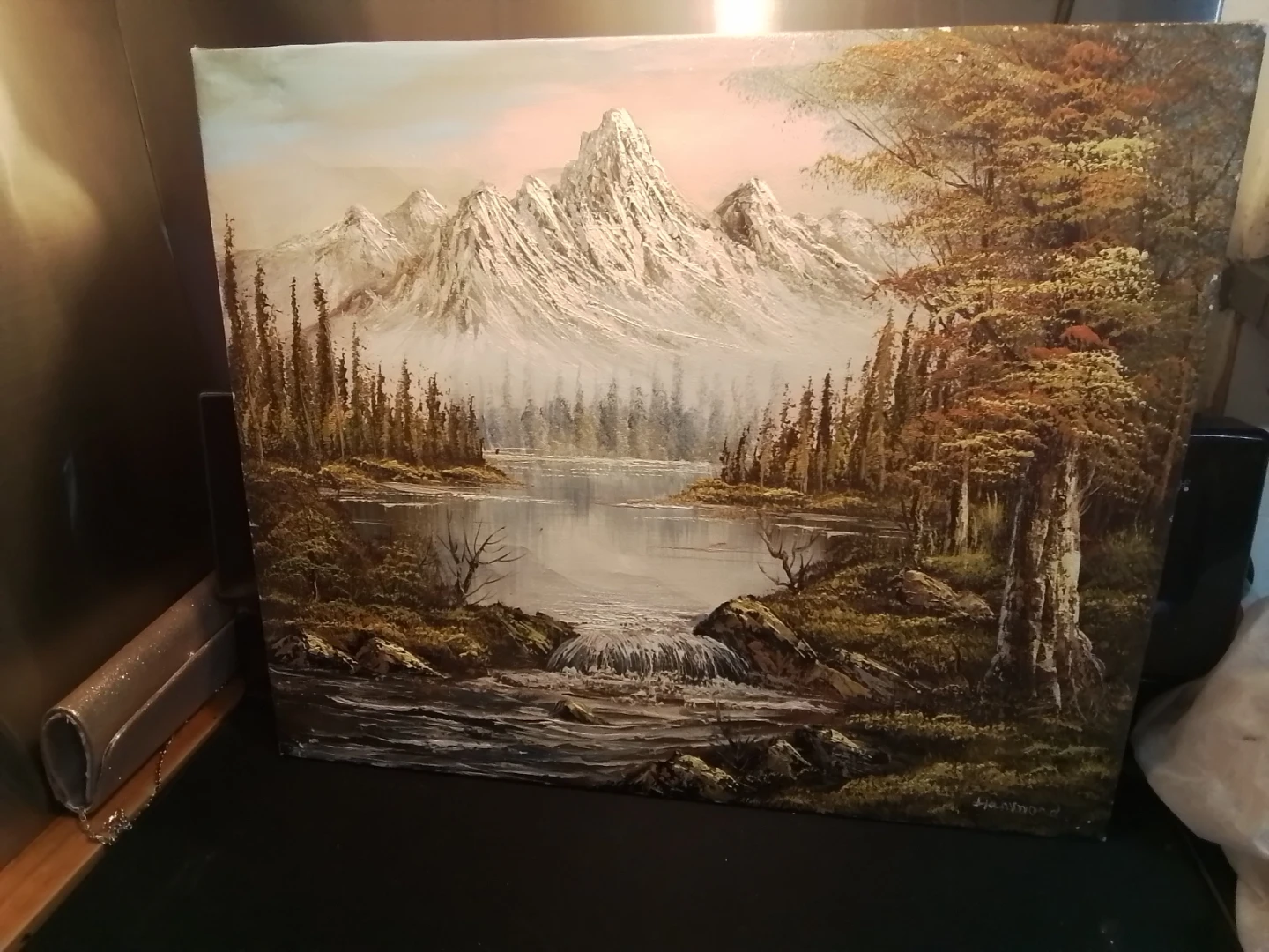 Vintage "Hammond" Mountain Landscape Oil Painting