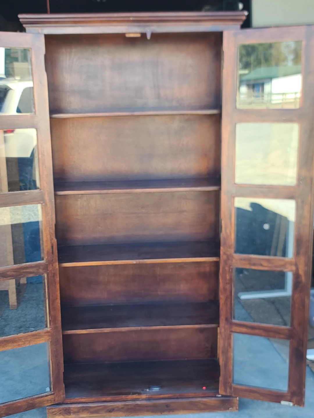 Solid Wood Glass-Door Curio Display Cabinet – Dark Wood - photo 2