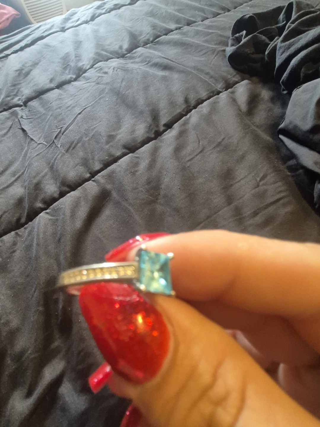 Blue Stone Silver-Tone Ring - photo 3