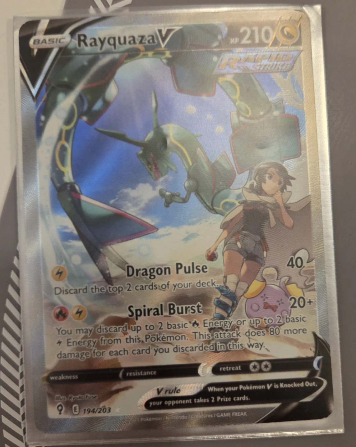 Rayquaza V 194/203 Full Art Pokemon Card - photo 2